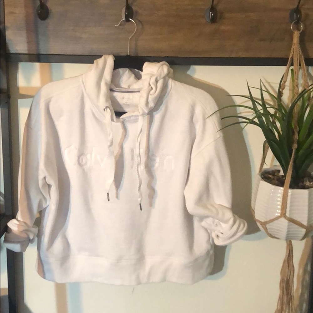Calvin Klein Performance White Cropped Hoodie